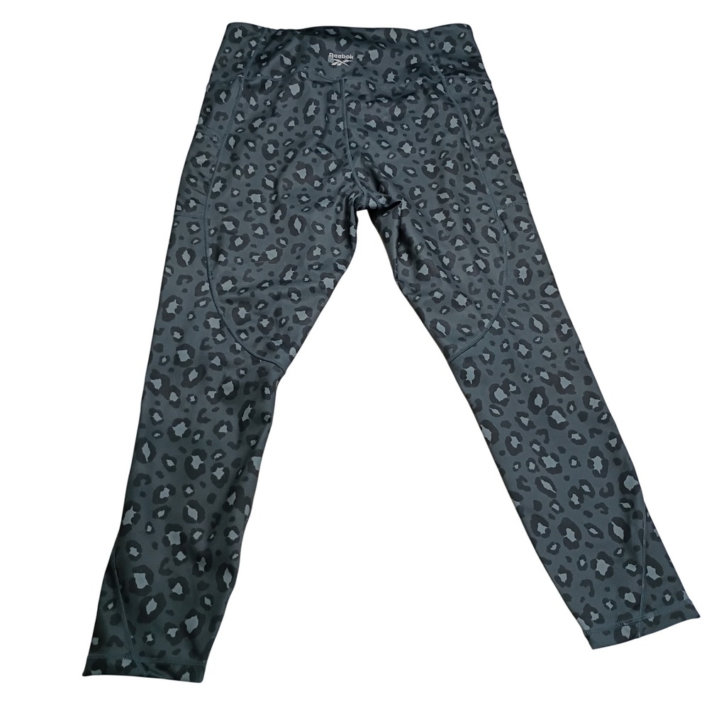 Reebok Leggings Womens XL Grey Leopard Print High Waisted Pockets - Picture 4 of 5